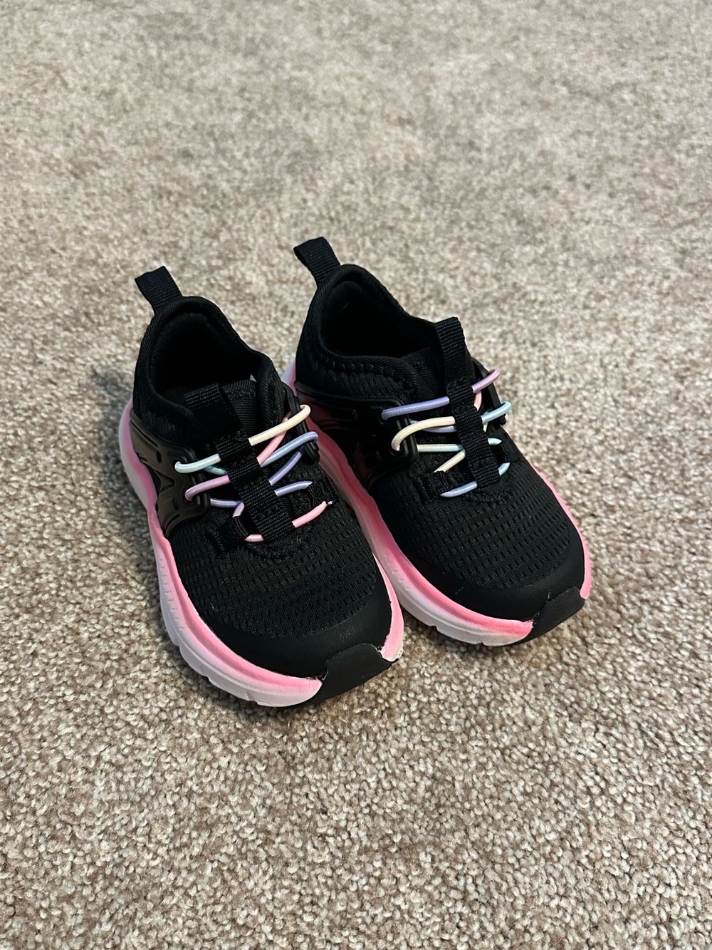 Toddler Black and Pink Mesh Athletic Sneakers